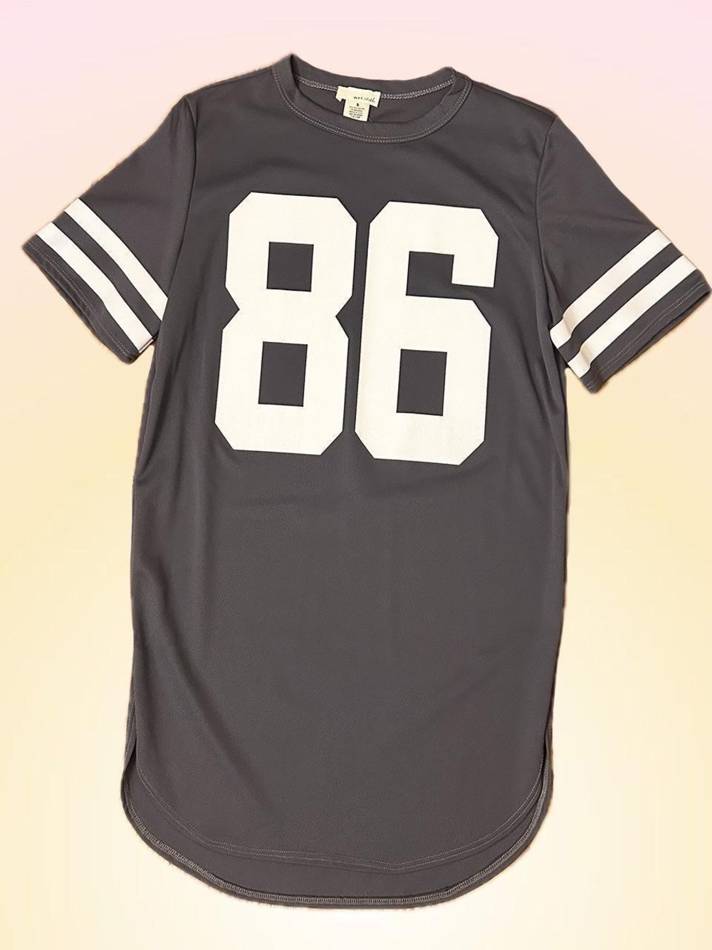 NWT Y2K Wet Seal Gray Jersey Style T-Shirt Dress with White '86' Graphic